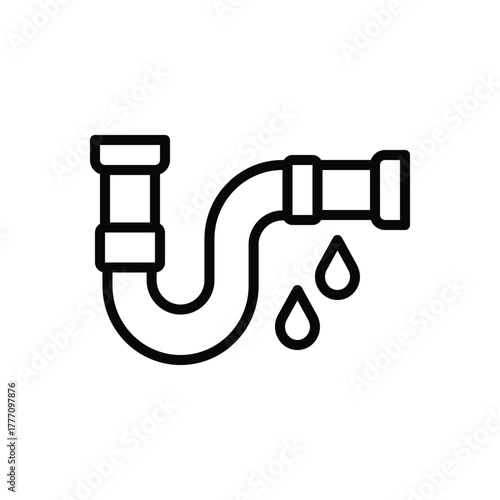 Black line icon for plumbing system