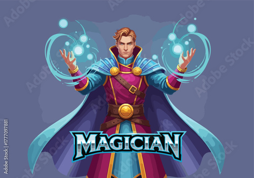 Mystical magician gaming logo with glowing magic - Gaming logo - Gaming Mascot - esport mascot vector illustration