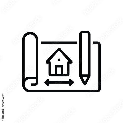 Black line icon for architectural design