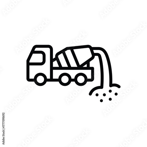 Black line icon for concrete pouring