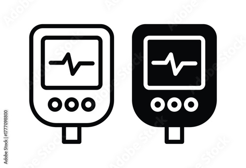 Medical Device Icon Set of Glucometer and ECG Monitor for Health Care