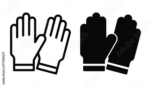 Pair of Hands Wearing Gloves - Black and White Icon Design