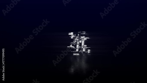 Glowing 4k video White 1M Text Reflected on Dark Water Surface with Subtle Light Rays one million number