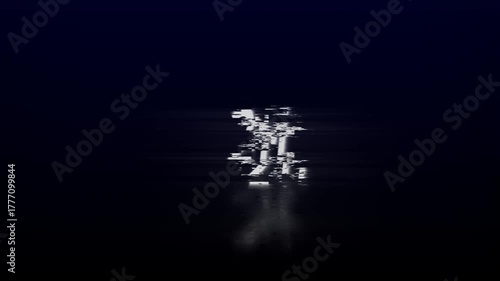 Bright 4k video White 2M Text Illuminated Against Dark Background with Water Reflection two million number