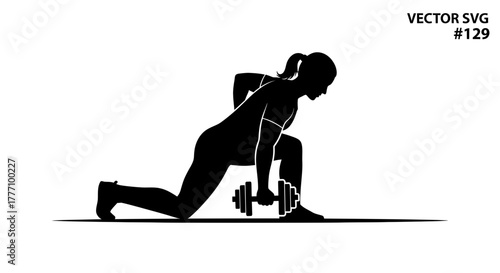 Dynamic woman performing dumbbell lunges for strength training, capturing fitness motivation and active lifestyle goals with powerful movement.