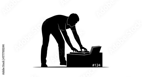 Dynamic DJ skillfully mixing beats on turntables, capturing the essence of a vibrant music performance and energetic party atmosphere.