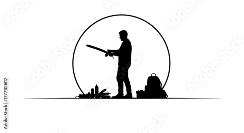 Tableau sur toile Skilled entertainer crafts whimsical balloon animals, captivating audiences with