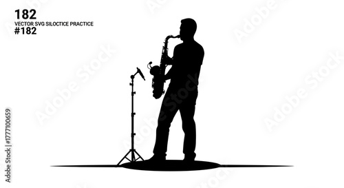 Dynamic saxophonist performs with passion, capturing the soul of jazz music in a striking silhouette, perfect for artistic projects and performance visuals.