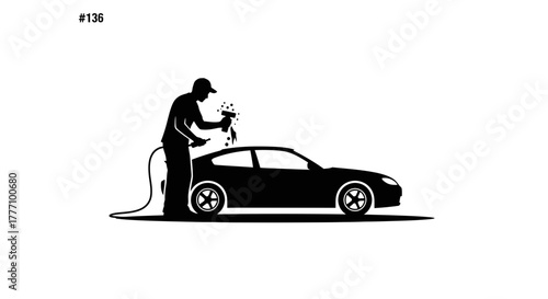 Skilled mechanic meticulously spray painting a sleek modern car, ensuring a flawless finish for automotive excellence and client satisfaction.