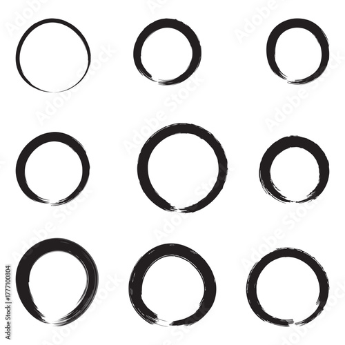 Zen Enso Ink Brush Circle Clipart Pack