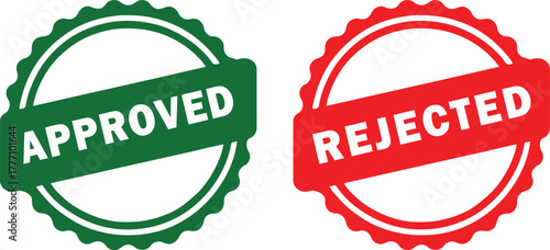 Approved and Rejected Stamp Icons Green and Red Seal Labels Vector Illustration