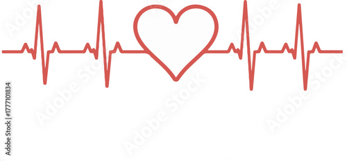 Red Heartbeat Pulse Line EKG Icon Graphic Design Element Isolated on White