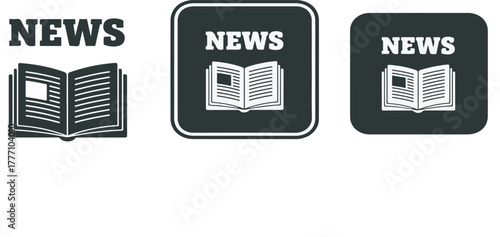 News icon set vector graphic design elements for digital media apps and websites