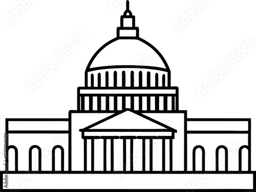capitol building washington dc line art vector
