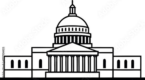 capitol building washington dc line art vector