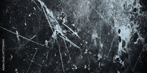 Dark Concrete Banner Seamless Old Cement Surface Backdrop with Rough Paint Scratches.