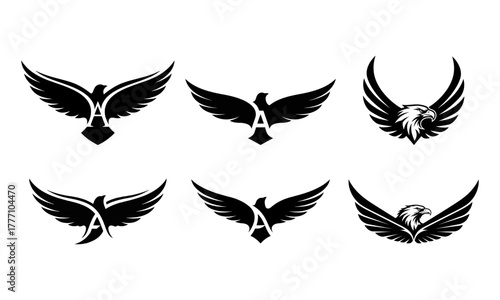 Dynamic eagle and hawk logo collection