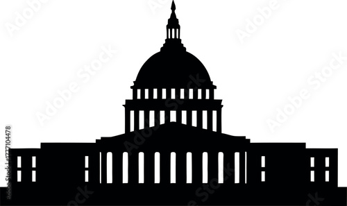 washington capitol building silhouette art, washington capitol building black icon