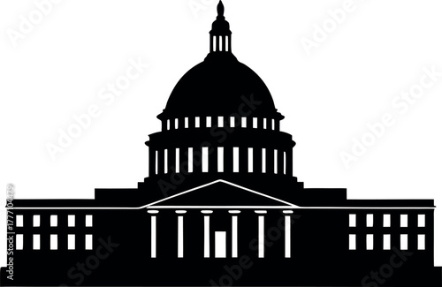 washington capitol building silhouette art, washington capitol building black icon
