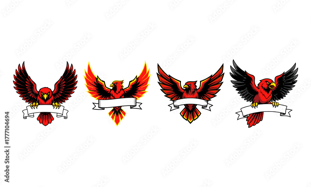 Naklejka premium Red hawk and eagle logo collection with banners