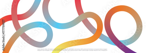 Gradient Rainbow Flow , Abstract Fluid Shape with Wavy Lines and Color Transition
