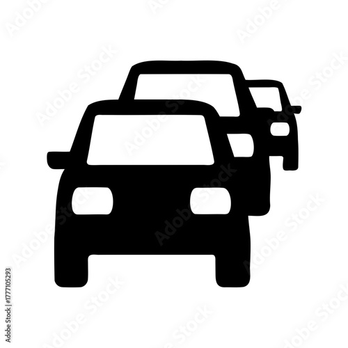Black silhouette representation of vehicles indicating traffic congestion and automobile transportation