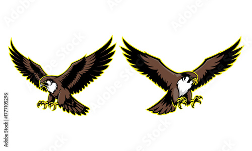 Hawk mascot logos set