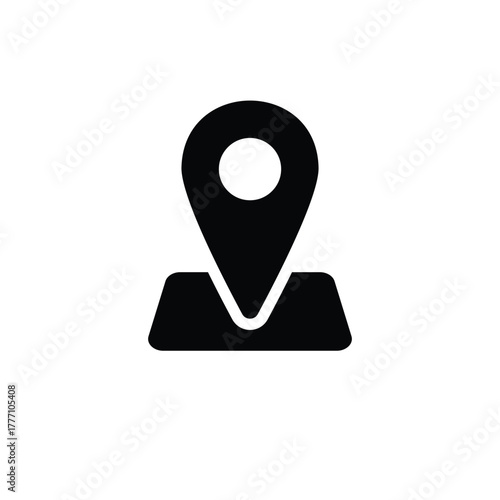 Minimalist black map pin location icon for gps navigation and point of interest marking on digital maps and online services.