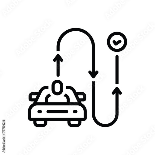 Black line icon for commuter journey