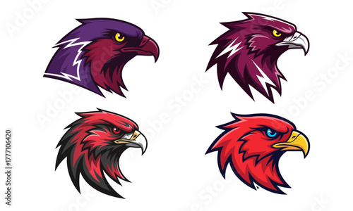 Vibrant hawk head logo collection