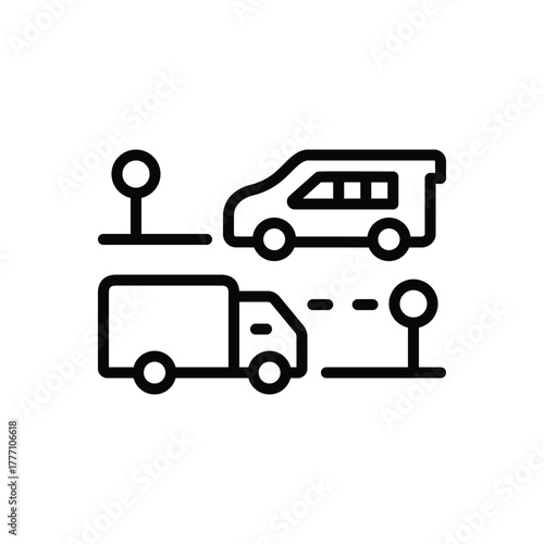 Black line icon for commuting route