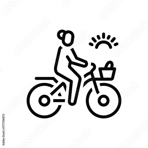 Black line icon for cycling commute