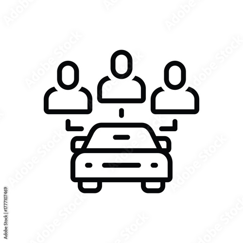 Black line icon for ride sharing
