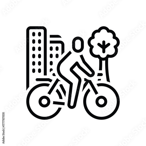 Black line icon for urban cycling