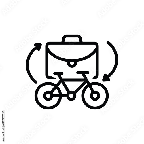 Black line icon for work commute