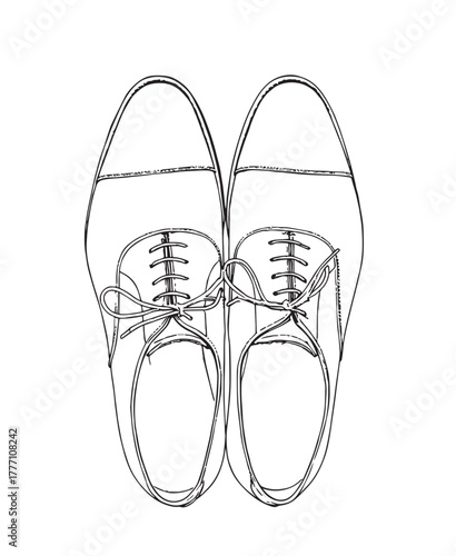 Classic Men's Dress Shoes - Top View Line Art