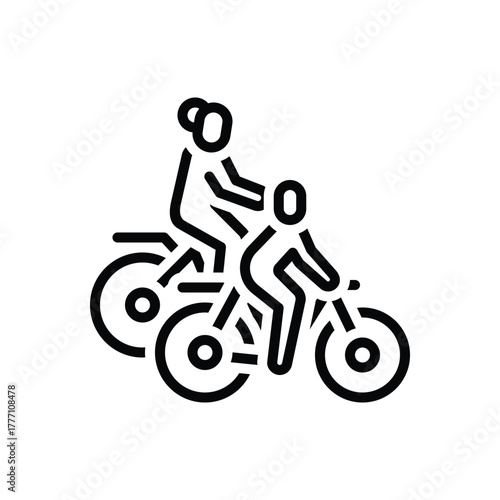 Black line icon for bike commuter