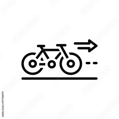 Black line icon for bike lane