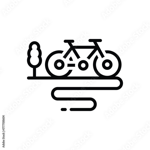 Black line icon for bike path