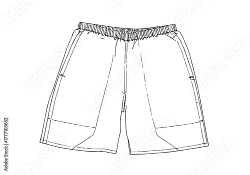 Fashion Flat Sketch of Elastic Waist Shorts