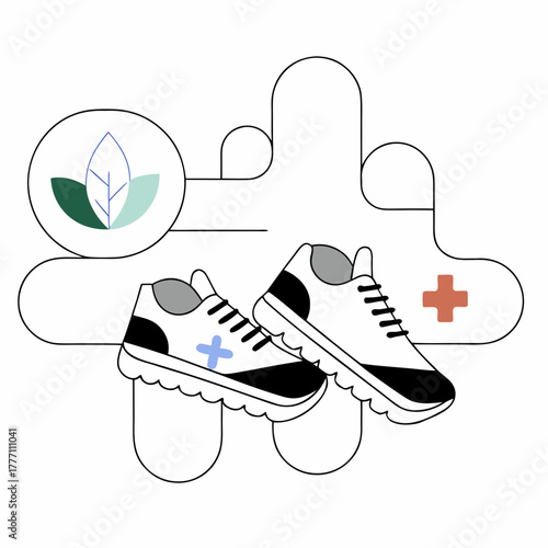 Running shoes representing health and wellness concepts