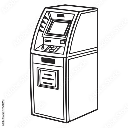 Simple line art drawing of an atm machine