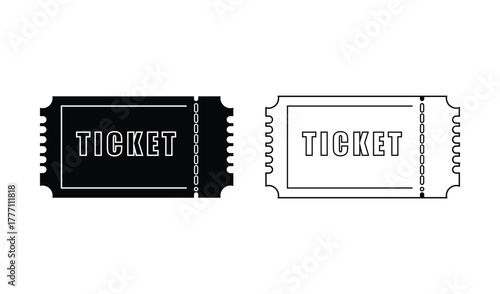 Two vintage style ticket icons black and white contrast