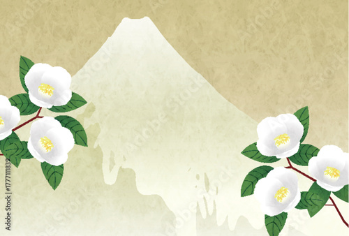 富士山　和柄　年賀状　背景	