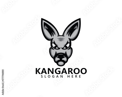 creative grey kangaroo head, logo design inspiration