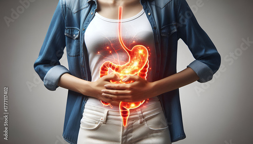 woman in stomach pain