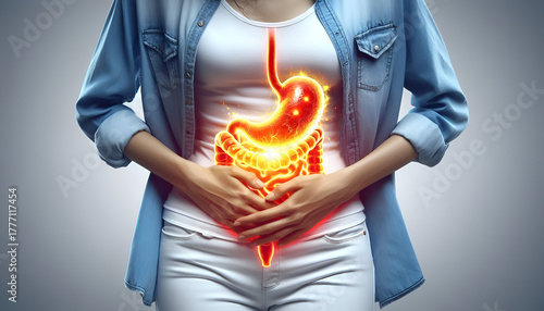 woman in stomach pain