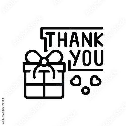 Black line icon for thank you gift