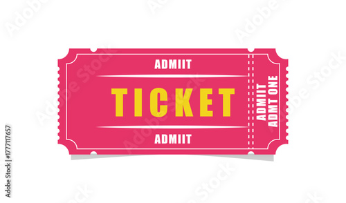 Vintage style pink admit one ticket illustration