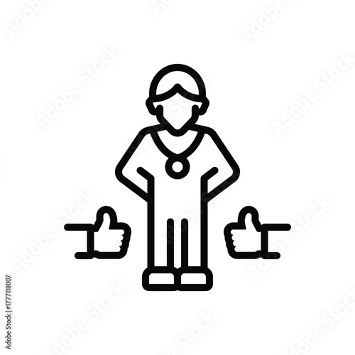 Black line icon for employee recognition